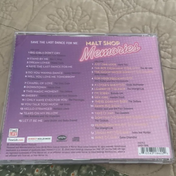 TIME LIFE, SUPERSET MALT SHOP MEMORIES 8 CD'S 240 TRACT SONGS